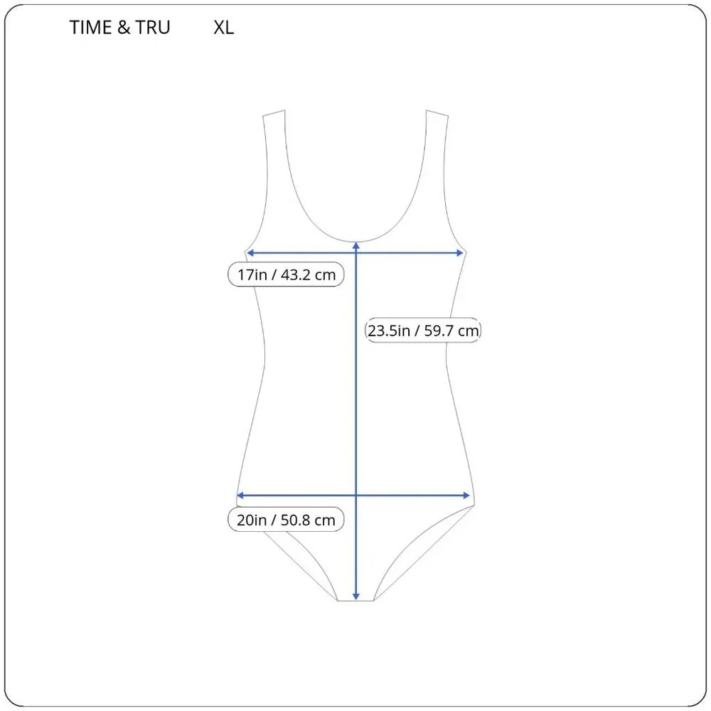 Time and Tru Womens One Piece Swimsuit XL Blue Spaghetti Strap Bathing BLU197E